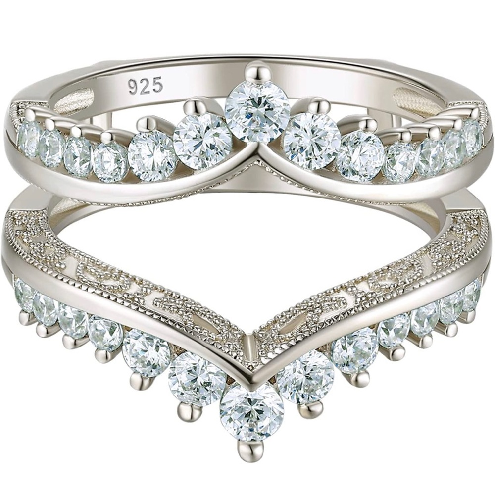 Stunning Vintage Diamond Enhancer Guard Wedding Engagement Ring